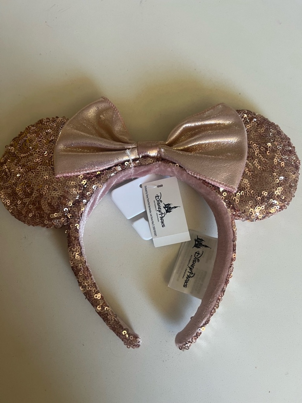 Disney Parks Rose Gold Sequin Minnie Ears Headband